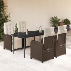 Set comedor de jardín 5 piezas y cojines ratán sintético marrón en Conjuntos de jardín | Comprar online en Foru.es