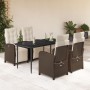 Set comedor de jardín 5 piezas y cojines ratán sintético marrón en Conjuntos de jardín | Comprar online en Foru.es