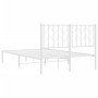 Estructura de cama de metal con cabecero blanca 120x190 cm de , Camas y somieres - Ref: Foro24-374483, Precio: 88,75 €, Descu...