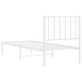 Estructura de cama de metal con cabecero blanco 75x190 cm de , Camas y somieres - Ref: Foro24-374476, Precio: 55,93 €, Descue...