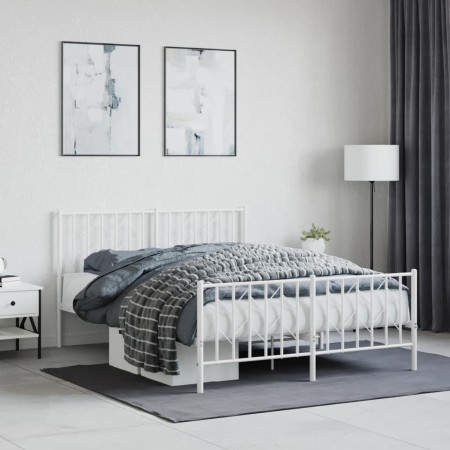 Estructura cama metal cabecero y pie de cama blanco 140x190 cm de , Camas y somieres - Ref: Foro24-374504, Precio: 96,65 €, D...