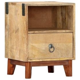 Mesita de noche madera maciza de mango rugosa 40x30x52 cm de vidaXL, Mesitas de noche - Ref: Foro24-282744, Precio: 107,67 €,...