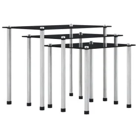 Mesas apilables 3 unidades vidrio templado negro de vidaXL, Mesas auxiliares - Ref: Foro24-249527, Precio: 46,28 €, Descuento: %