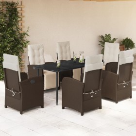 Set comedor de jardín 7 pzas con cojines ratán sintético marrón en Conjuntos de jardín | Comprar online en Foru.es