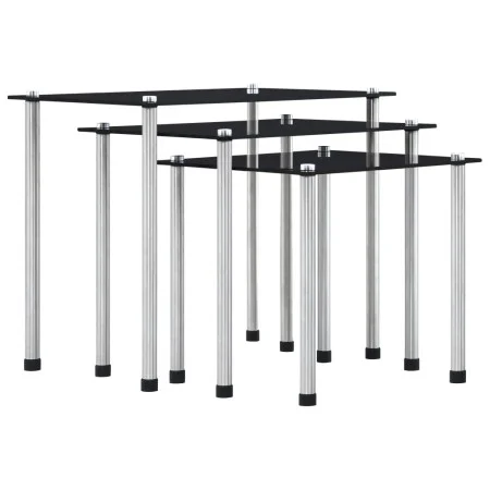 Mesas apilables 3 unidades vidrio templado negro de vidaXL, Mesas auxiliares - Ref: Foro24-249527, Precio: 46,28 €, Descuento: %