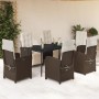 Set comedor de jardín 7 pzas con cojines ratán sintético marrón en Conjuntos de jardín | Comprar online en Foru.es