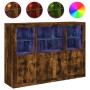 Aparador con luz LED 3 pzas madera de ingeniería roble ahumado de , Aparadores - Ref: Foro24-3209111, Precio: 206,92 €, Descu...