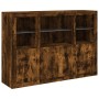 Aparador con luz LED 3 pzas madera de ingeniería roble ahumado de , Aparadores - Ref: Foro24-3209111, Precio: 206,92 €, Descu...