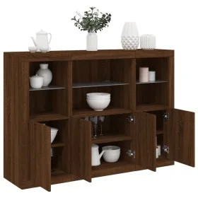 Aparador con luz LED 3 pzas madera de ingeniería marrón roble de , Aparadores - Ref: Foro24-3209113, Precio: 214,69 €, Descue...