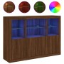 Aparador con luz LED 3 pzas madera de ingeniería marrón roble de , Aparadores - Ref: Foro24-3209113, Precio: 218,97 €, Descue...