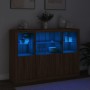 Aparador con luz LED 3 pzas madera de ingeniería marrón roble de , Aparadores - Ref: Foro24-3209113, Precio: 218,97 €, Descue...