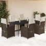 Set comedor de jardín 7 pzas con cojines ratán sintético marrón en Conjuntos de jardín | Comprar online en Foru.es