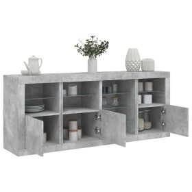 Aparador con luces LED gris hormigón 164x37x67 cm de , Aparadores - Ref: Foro24-3209054, Precio: 222,46 €, Descuento: %