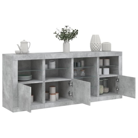 Aparador con luces LED gris hormigón 164x37x67 cm de , Aparadores - Ref: Foro24-3209054, Precio: 222,46 €, Descuento: %
