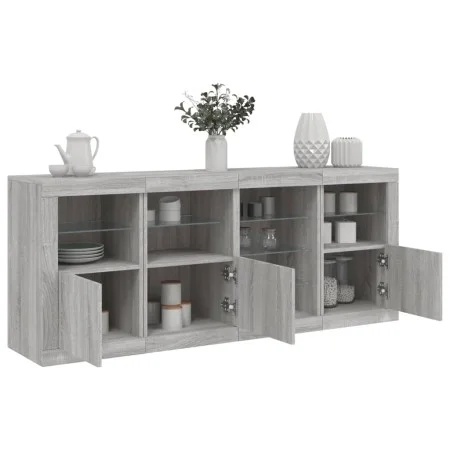 Aparador con luces LED gris Sonoma 164x37x67 cm de , Aparadores - Ref: Foro24-3209056, Precio: 195,80 €, Descuento: %
