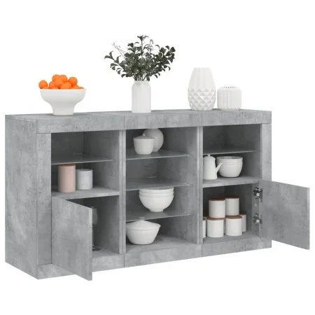 Aparador con luces LED gris hormigón 123x37x67 cm de , Aparadores - Ref: Foro24-3209082, Precio: 164,41 €, Descuento: %
