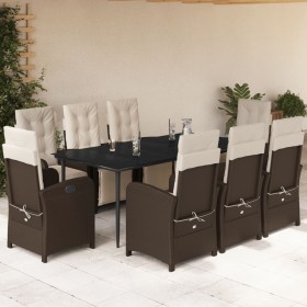 Set comedor para jardín 9 pzas y cojines ratán sintético marrón en Conjuntos de jardín | Comprar online en Foru.es