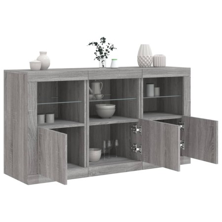 Aparador con luces LED gris Sonoma 123x37x67 cm de , Aparadores - Ref: Foro24-3209063, Precio: 157,98 €, Descuento: %