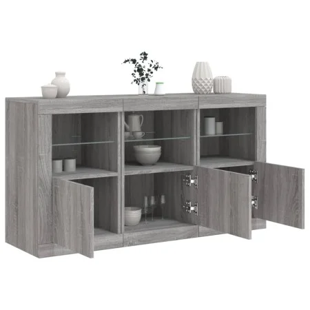Aparador con luces LED gris Sonoma 123x37x67 cm de , Aparadores - Ref: Foro24-3209063, Precio: 152,33 €, Descuento: %