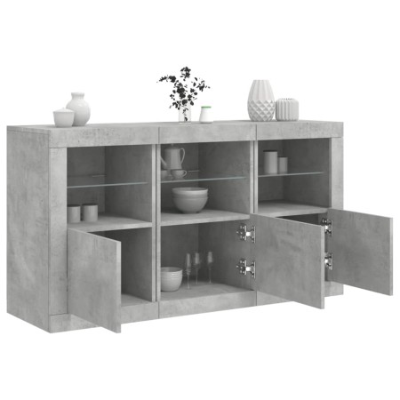 Aparador con luces LED gris hormigón 123x37x67 cm de , Aparadores - Ref: Foro24-3209061, Precio: 168,48 €, Descuento: %