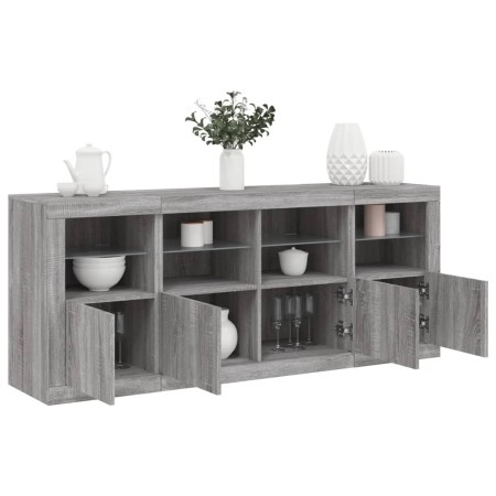 Aparador con luces LED gris Sonoma 163x37x67 cm de , Aparadores - Ref: Foro24-3209077, Precio: 188,18 €, Descuento: %