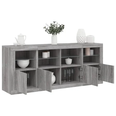 Aparador con luces LED gris Sonoma 163x37x67 cm de , Aparadores - Ref: Foro24-3209077, Precio: 188,20 €, Descuento: %
