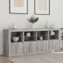 Aparador con luces LED gris Sonoma 163x37x67 cm de , Aparadores - Ref: Foro24-3209077, Precio: 188,18 €, Descuento: %