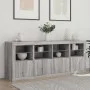 Aparador con luces LED gris Sonoma 163x37x67 cm de , Aparadores - Ref: Foro24-3209077, Precio: 188,20 €, Descuento: %