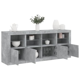 Aparador con luces LED gris hormigón 163x37x67 cm de , Aparadores - Ref: Foro24-3209075, Precio: 181,29 €, Descuento: %