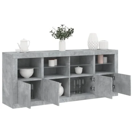 Aparador con luces LED gris hormigón 163x37x67 cm de , Aparadores - Ref: Foro24-3209075, Precio: 175,96 €, Descuento: %
