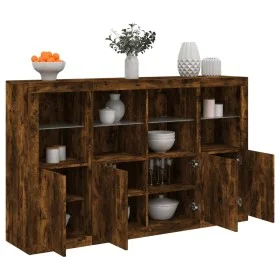 Aparador con luz LED 3 pzas madera de ingeniería roble ahumado de , Aparadores - Ref: Foro24-3209118, Precio: 250,62 €, Descu...