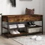 Engineered smoked oak wooden shoe bench 100x42.5x50 cm by , Benches for halls and storage - Ref: Foro24-839035, Price: 74,78 ...