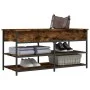 Engineered smoked oak wooden shoe bench 100x42.5x50 cm by , Benches for halls and storage - Ref: Foro24-839035, Price: 74,78 ...