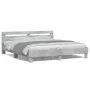 Estructura de cama cabecero y luces LED gris hormigón 200x200cm de , Camas y somieres - Ref: Foro24-3207521, Precio: 161,60 €...