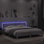 Estructura de cama cabecero y luces LED gris hormigón 200x200cm de , Camas y somieres - Ref: Foro24-3207521, Precio: 163,93 €...