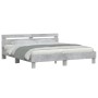 Estructura de cama cabecero y luces LED gris hormigón 200x200cm de , Camas y somieres - Ref: Foro24-3207521, Precio: 163,93 €...