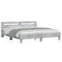 Estructura de cama cabecero y luces LED gris hormigón 200x200cm de , Camas y somieres - Ref: Foro24-3207521, Precio: 161,60 €...