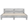 Estructura de cama cabecero y luces LED gris hormigón 200x200cm de , Camas y somieres - Ref: Foro24-3207521, Precio: 163,93 €...