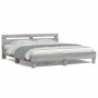 Estructura de cama cabecero y luces LED gris Sonoma 200x200 cm de , Camas y somieres - Ref: Foro24-3207523, Precio: 189,35 €,...