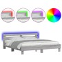 Estructura de cama cabecero y luces LED gris Sonoma 200x200 cm de , Camas y somieres - Ref: Foro24-3207523, Precio: 189,35 €,...