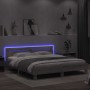Estructura de cama cabecero y luces LED gris Sonoma 200x200 cm de , Camas y somieres - Ref: Foro24-3207523, Precio: 189,35 €,...