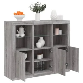 Aparador con luz LED 3 pzas madera de ingeniería gris Sonoma de , Aparadores - Ref: Foro24-3209105, Precio: 214,91 €, Descuen...