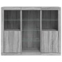Aparador con luz LED 3 pzas madera de ingeniería gris Sonoma de , Aparadores - Ref: Foro24-3209126, Precio: 206,39 €, Descuen...