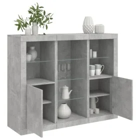 Aparador con luz LED 3 pzas madera de ingeniería gris hormigón de , Aparadores - Ref: Foro24-3209124, Precio: 204,90 €, Descu...