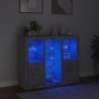 Aparador con luz LED 3 pzas madera de ingeniería gris hormigón de , Aparadores - Ref: Foro24-3209124, Precio: 209,29 €, Descu...