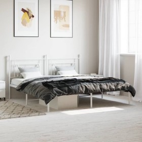 Estructura de cama de metal con cabecero blanco 183x213 cm de , Camas y somieres - Ref: Foro24-374393, Precio: 97,27 €, Descu...