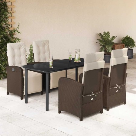 Set comedor de jardín 5 piezas y cojines ratán sintético marrón en Conjuntos de jardín | Comprar online en Foru.es
