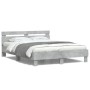 Estructura de cama cabecero y luces LED gris hormigón 150x200cm de , Camas y somieres - Ref: Foro24-3207542, Precio: 140,65 €...
