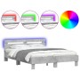 Estructura de cama cabecero y luces LED gris hormigón 150x200cm de , Camas y somieres - Ref: Foro24-3207542, Precio: 140,65 €...