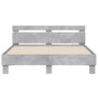 Estructura de cama cabecero y luces LED gris hormigón 150x200cm de , Camas y somieres - Ref: Foro24-3207542, Precio: 140,65 €...